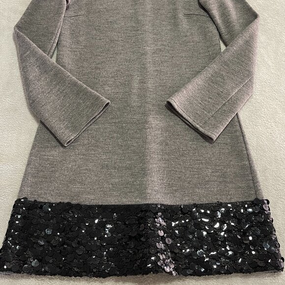 Vera Wang Long Sleeve Wool Dress Sequin Hem Size 8 - Picture 4 of 14